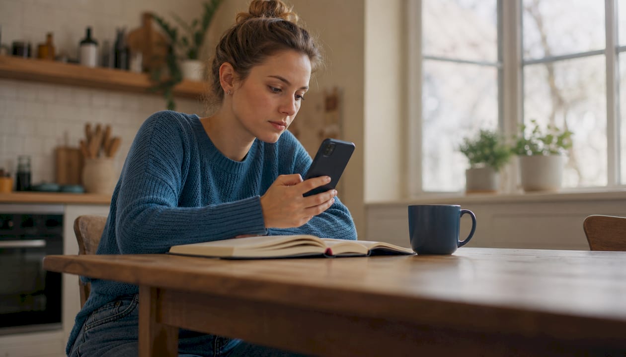 Iemand bekijkt de statistieken van TikTok op zijn smartphone om te zien hoe zijn posts het doen.