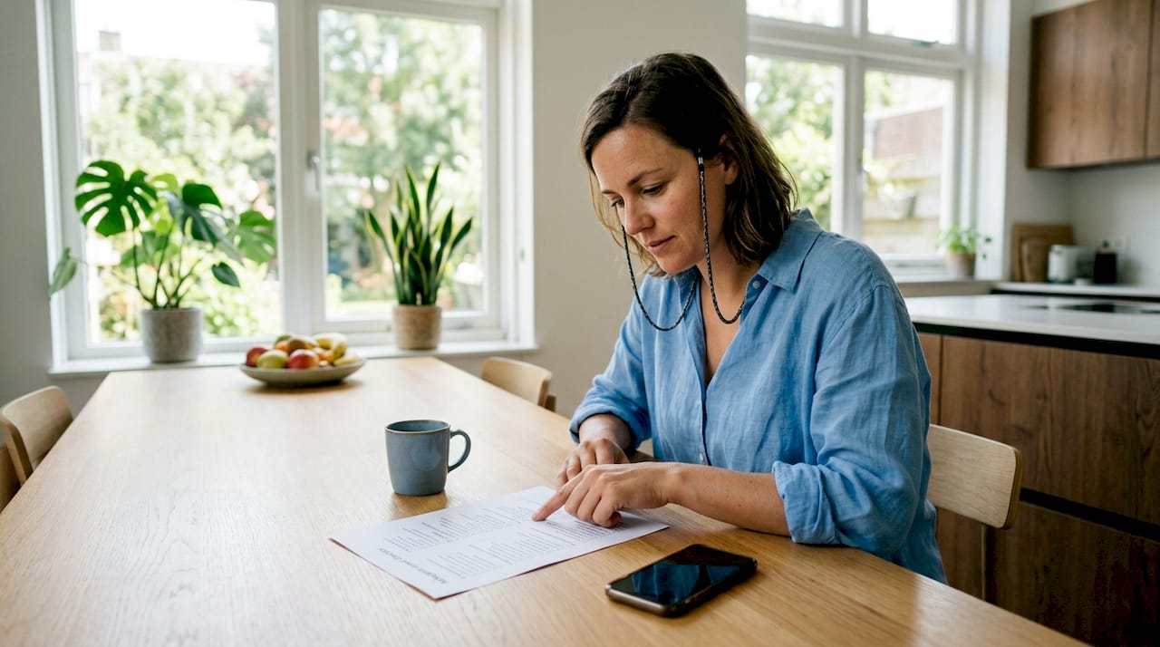 Zakenvrouw bekijkt een checklist om haar Instagram-account te laten groeien.